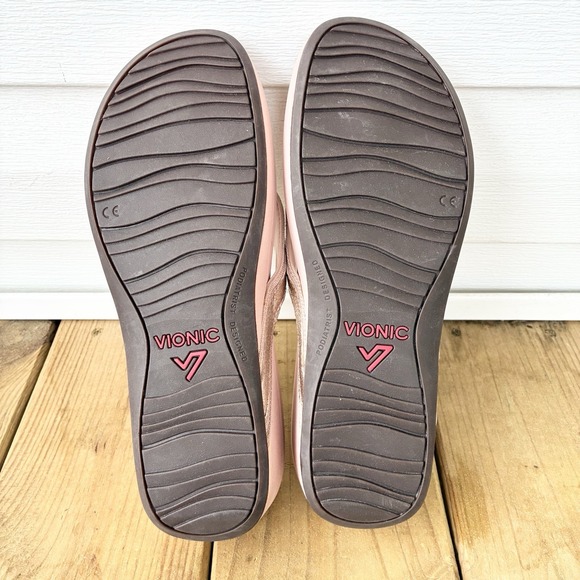 Vionic High Tide Platform Comfort Flip Flops Sandals Pink Metallic Womens 11 - Picture 7 of 8
